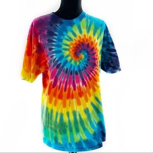 Sundog Productions Rainbow Swirl Tie-Dye T-Shirt Anvil Adult Unisex Size Large